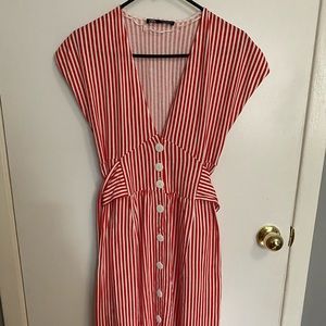 Zara Red and white vertical stripe dress from Zara